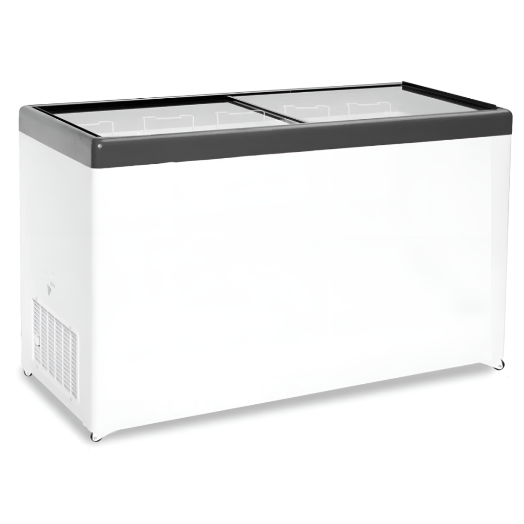 Ларь морозильный с прямым стеклом CRYSPI ЛВН 600 П (СF 600 FQ) серый без корзин