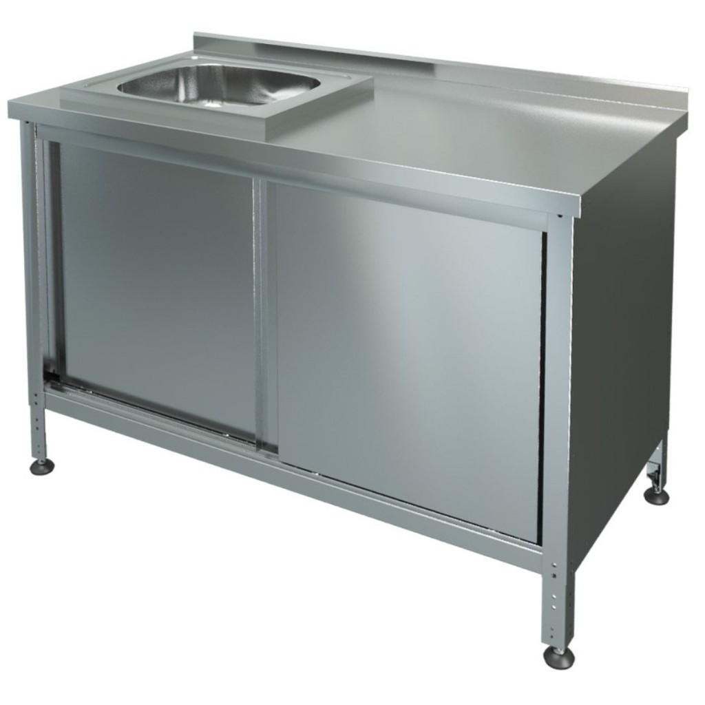 Стол-тумба производственный с мойкой МХМ СТКМЛ-1-1200*600 (мойка слева)