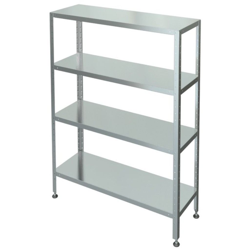 Стеллаж с 4-я сплошными полками МХМ С-4-0,5/0,8/1,8 (нержавейка) 