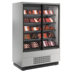 Горка холодильная Carboma FC20-07 VV 1,0-1 0030 STANDARD фронт X1 (версия 2.0) (9006-9005) (бок металл с зеркалом)